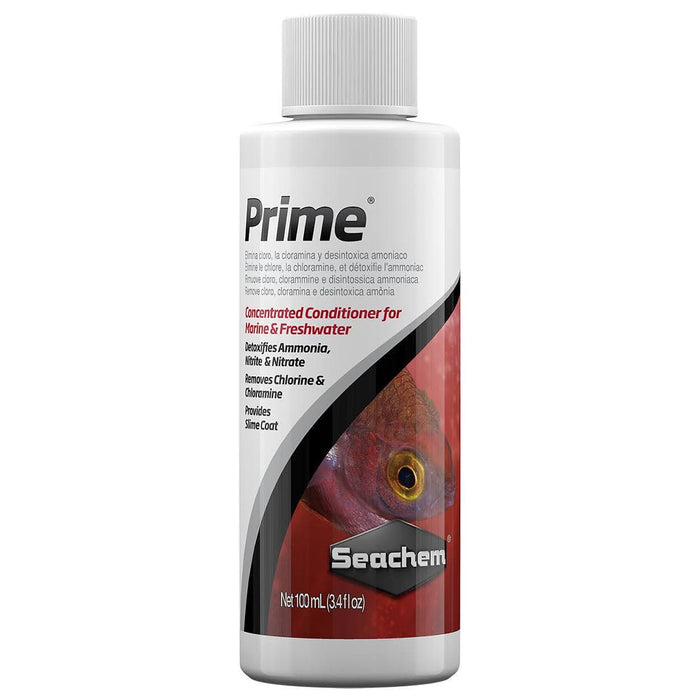 100 ml of Seachem Prime, a concentrated conditioner for saltwater and freshwater aquariums.