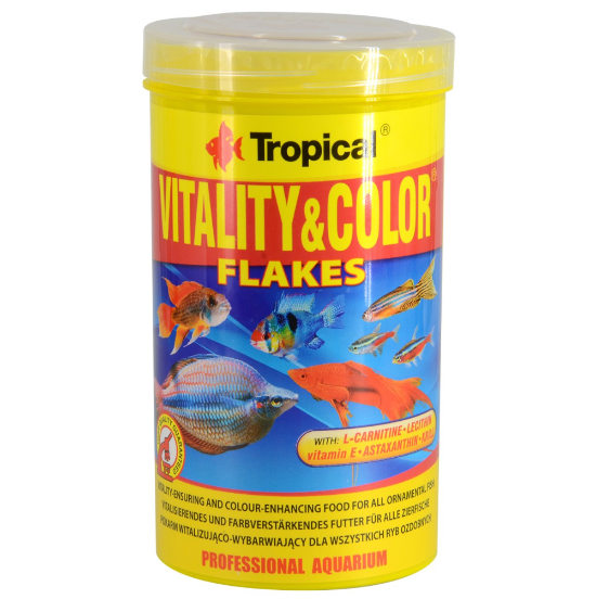 100 gram container of Tropical Vitality and Color Flakes 